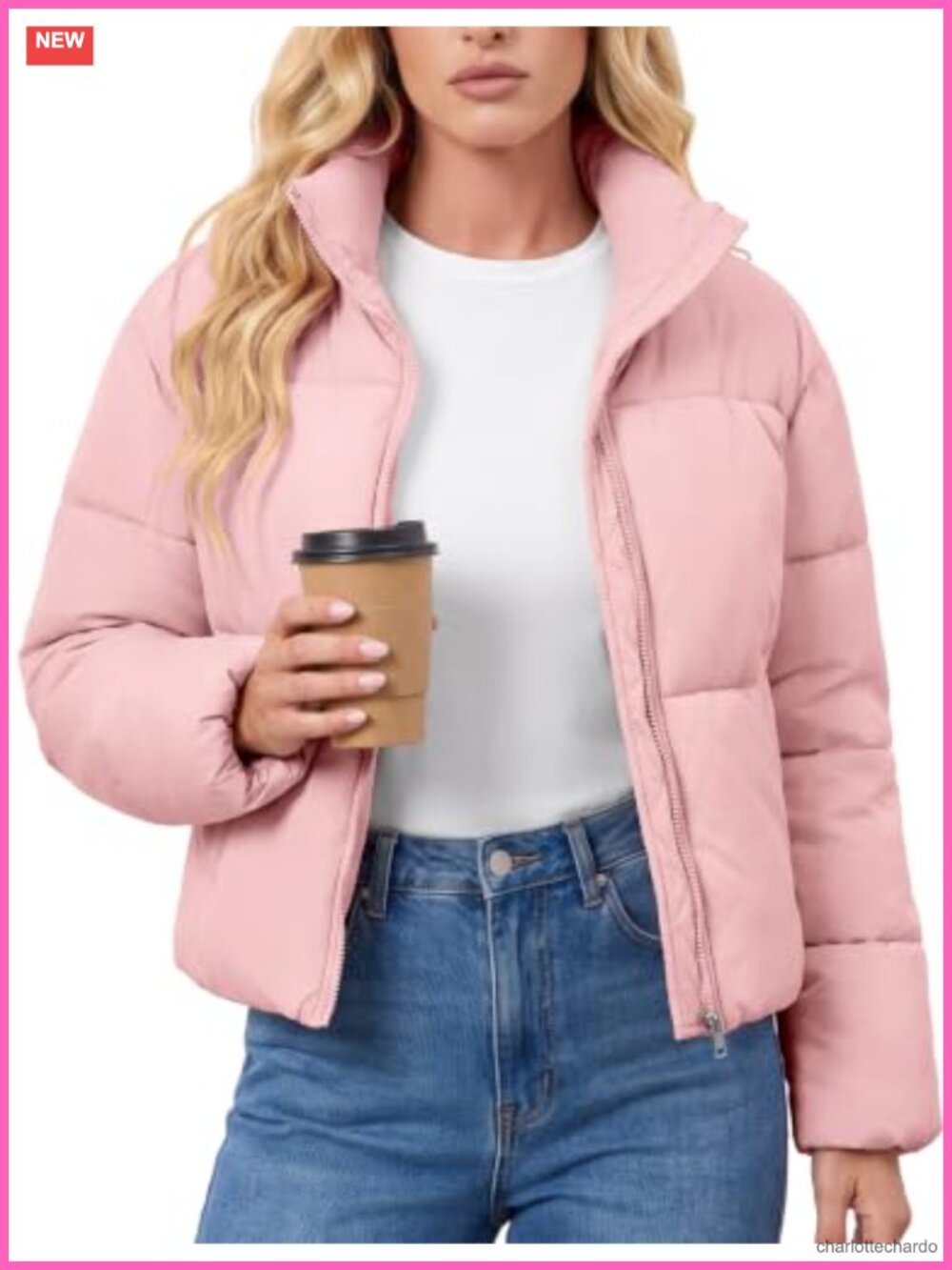 Women's Cropped Quilted Puffer Jacket Warm Winter Coat